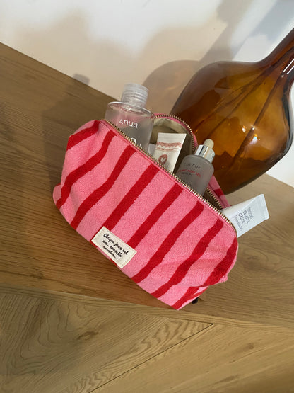 Trousse de toilette rayée rose