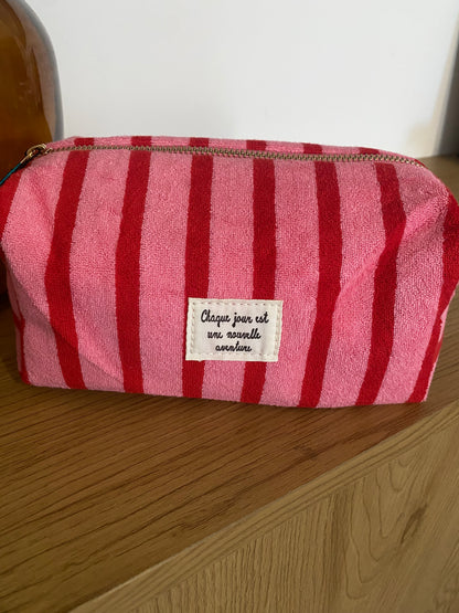 Trousse de toilette rayée rose